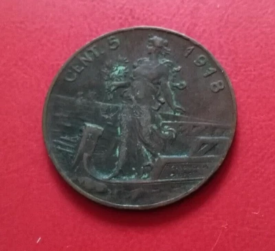 Monnaie Italie 5 Centesimi 1918 R Cuivre KM#42  [454] - Photo 1/3