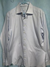 Eton Contemporary Dress Shirt Mens 17 Blue Geometric Long Sleeve Button Front