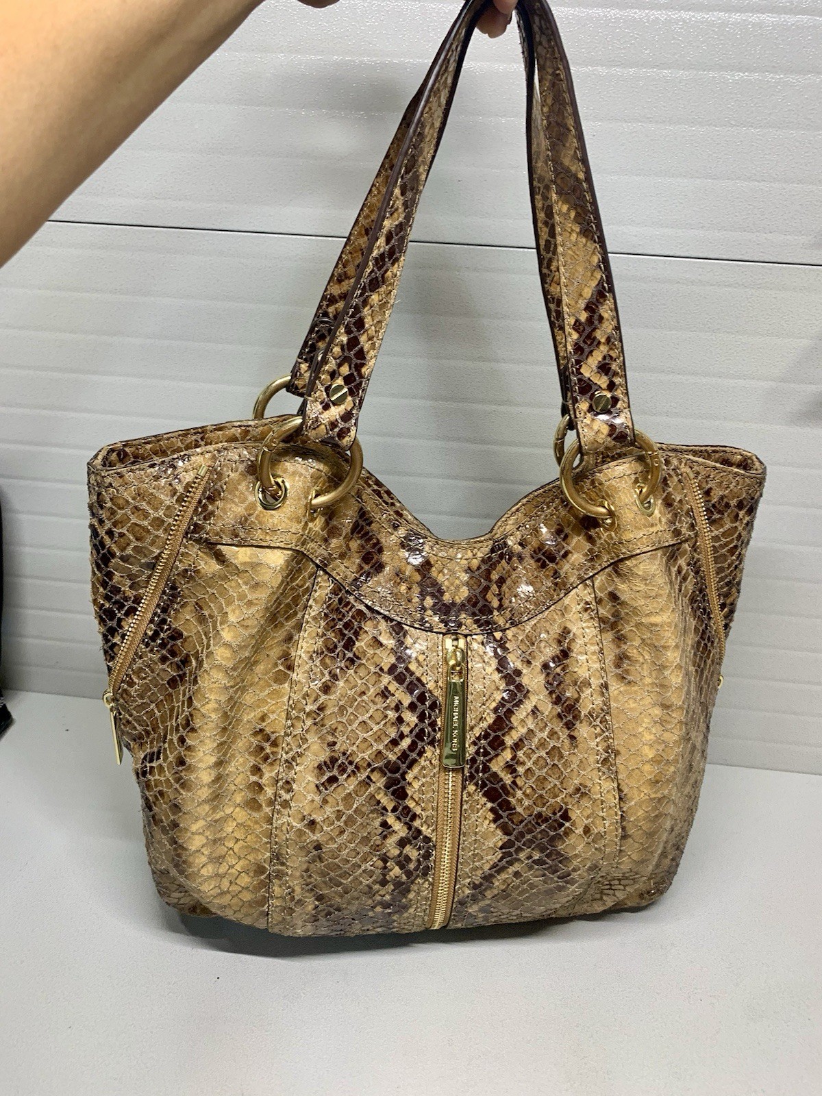 Michael Kors Python Brown Leather Zip Detail Hobo… - image 2