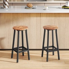 Bar Stools Set of 2 with Footrest, Industrial Breakfast Bar Stools, Rustic Brown