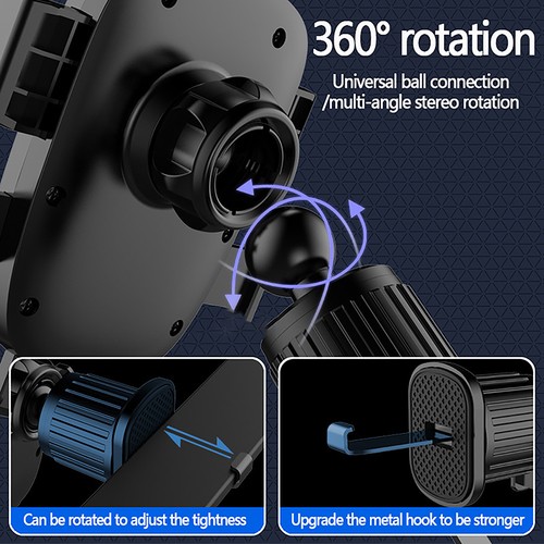 Black Car Air Vent Clip Mount 17mm Ball Head Base For Car Mobile Phone Holder - Picture 4 of 10