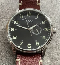 HUGO BOSS Mens Watch HB.88.1.14.2430 44mm Silver Tone Case Black Dial A1