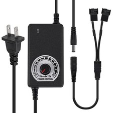 12V Fan Power Supply,PC Speed Controller,100-240vAC to Black