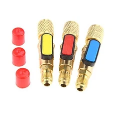 Air Conditioning Refrigerant Ball Valve Adapter, 1/4" 5/16" Brass HVAC A/C 