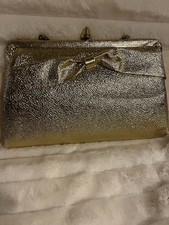 Vintage Gold Lame Clutch With Chain Strap