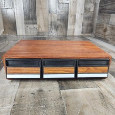 Vintage 36 Cassette Tape 3 Drawer Storage Holder Organizer Faux Wood 15.5x12x4