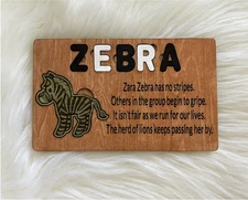 Wood Puzzle Zebra Puzzle Poetry Child's Puzzle Gift
