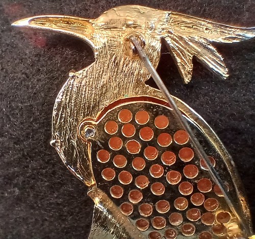 Unsigned Hattie Carnegie Rhinestone Lucite Heron, Egret or Crane Brooch Pin - 第 7/9 張圖片