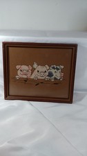 Pigs Needlepoint Picture In Wooden Frame