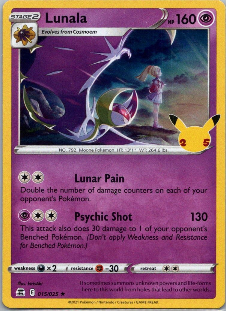 Pokemon TCG Lunala 15/25 Celebrations Holo NM
