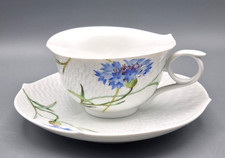 Meissen Porzellan 2-tlg. Tee Gedeck 1. Wahl Wellenspiel Relief Kornblume Rarität