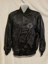 Vintage Genuine Chevrolet Men  s Large Satin Jacket Snap Button Black