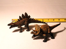 Vintage 1976 Rubber Dinosaurs Imperial Toys Hong Kong Triceratops Stegosaurus