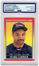 Mark Carrier Signed Bears 1990 Score Rookie Football Card #614 - (PSA Slabbed)