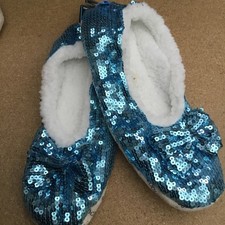 Ladies SNOOZIES Slipper Aqua Blue  Bling - Large 6 - 7
