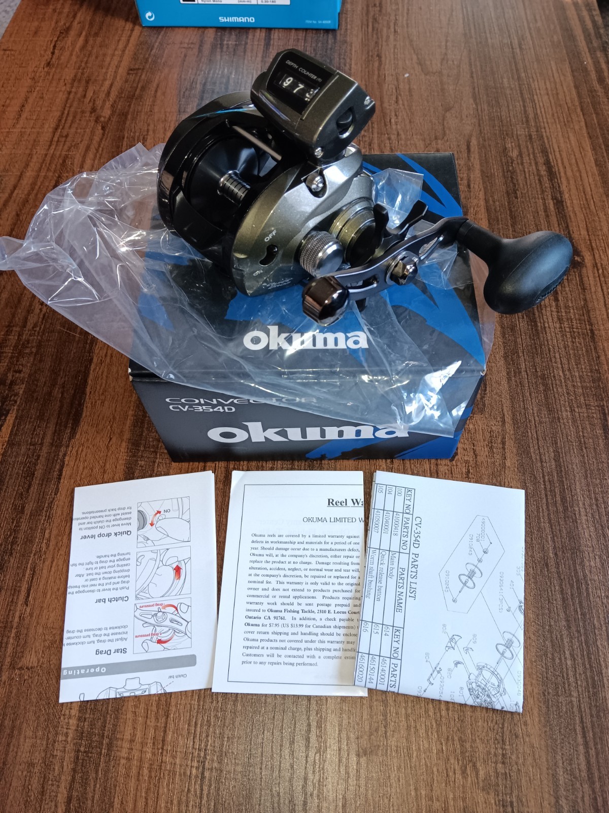 Okuma Convector Low-Profile Line Counter Reel CV-354D 5.4:1 Right Hand
