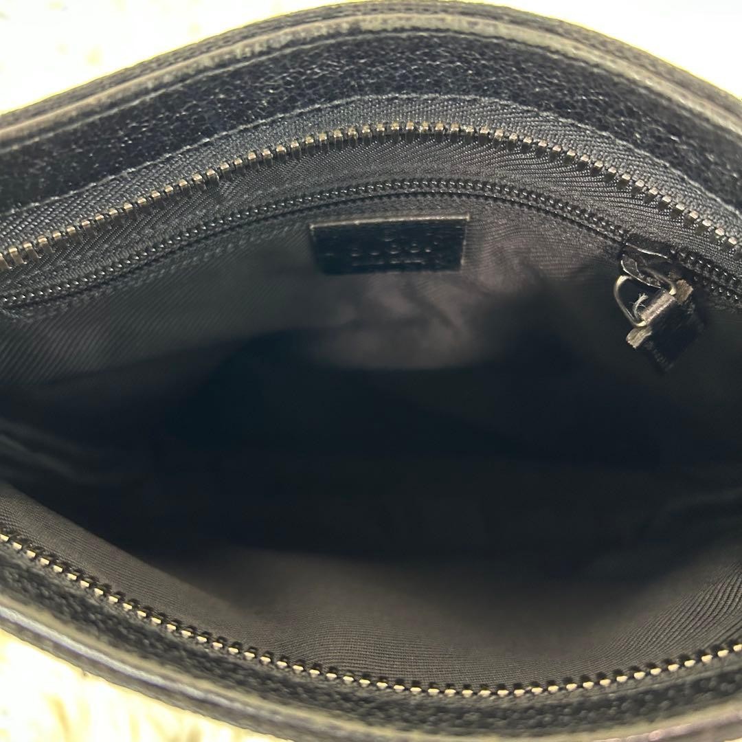 GUCCI GG Canvas Shoulder Bag Black Authentic Crossbody Leather Vintage thumbnail 9