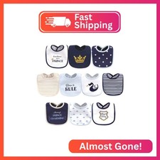 Hudson Baby Unisex Baby Cotton Bibs, Handsome As A Prince, One Size