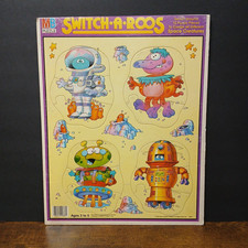 Vintage 1987 Milton Bradley Switch-a-Roos 12pc Space Creatures Puzzle, 11.5x14.5