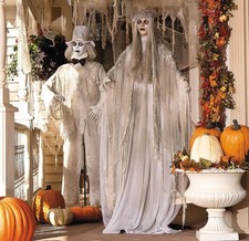 2pc Life-Size 5.5ft Dead Bride  Groom Standing Halloween Decor w/ Lit Eyes 180