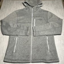 The North Face Mens Medium Hooded Fleece Jacket Gray Full Zip Pockets NF0A3O5J