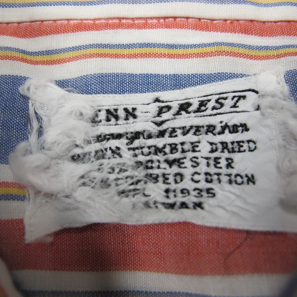 Vintage 70s Shirt Mens Large Penn-Prest Striped Button Down Sheer Paper Thin - Image 3 of 4