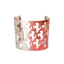 Scuderia Ferrari 100% Brass Silver & Red Pixelated Prancing Horse Cuff Bracelet