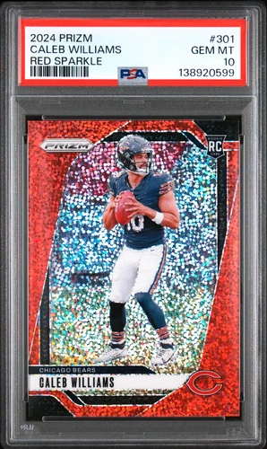 CALEB WILLIAMS 2024 PRIZM RED SPARKLE ROOKIE RC #301 PSA 10 GEM MINT! BEARS USC!