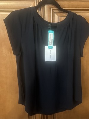 41 Hawthorn Morey Split Neck Short Sleeve Blouse Black Size medium M