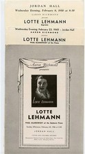 3 Lotte Lehmann Programs Jordan Hall Conservatory of Music Boston 1946 1949 1950