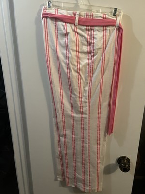 stephanie b. White Pants Pink Stripes Straight Legs Misses Size 10