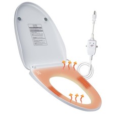 Heated Toilet Seat with Temperature Display and Built-in Side Controls, 3-Spe...
