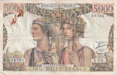 France 5000 Francs - Terre et Mer - 02-01-1953 - Série X.119 - F.48.08 - Photo 1/2