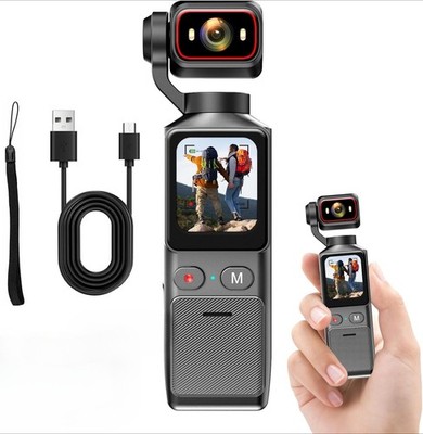4K Handheld Vlog Camera WiFi Pocket Action Camera Body Cam 180° Rotatable Lens
