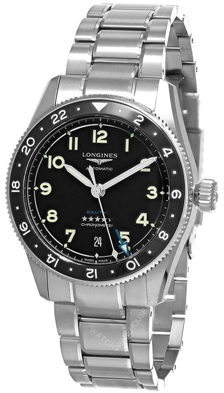 Longines Spirit Zulu Time Chronometer 39mm Black Dial Mens Watch L3.802.4.53.6