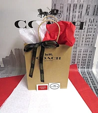 NEW Coach Brown Gift Bag Box~ w/Tissue Paper~ Stickers~2.5' Ribbon 8” x10” x4.5”