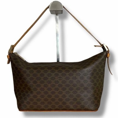 バッグ CELINE Macadam Accessory Pouch Brown CELINE Accessory Pouch Hand Bag PVC Leather Brown Macadam zipper
