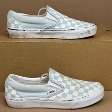 Vans Classic Slip-On Checkerboard Baby Blue White Women's 7 Men's 5.5