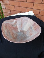 LARGE ALBI GLASS PINK SWIRL CENTRE PIECE GLASS DISH MADE IN SPAIN