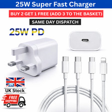 For iPhone 17 16 15 14 13 12 Pro Max X 20W Fast USB-C PD Plug Charger and Cable