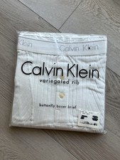 NEW VINTAGE Calvin Klein Men's Variegated Rib Boxer Brief White Small U3601