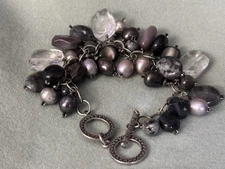 Silpada 925 Sterling Silver Gray Pearl Hematite Onyx Quartz Bracelet B1777 Sassy