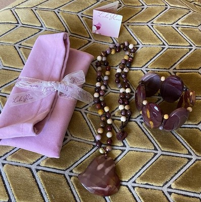 Lola Rose Mookait Halbedelstein Herz Anhänger Halskette Armband Set