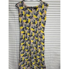 J.Crew Womens Sleeveless Sheath Dress Yellow Navy Tropical Floral Palm Size 6