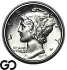 1939-D Mercury Dime Full Split Bands Blast White Luster