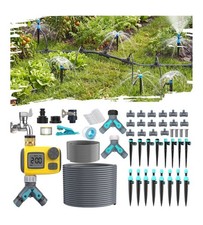 100FT Drip Irrigation System Kit w/ Water Timer for Garden 1/2" High-Flow Mainli