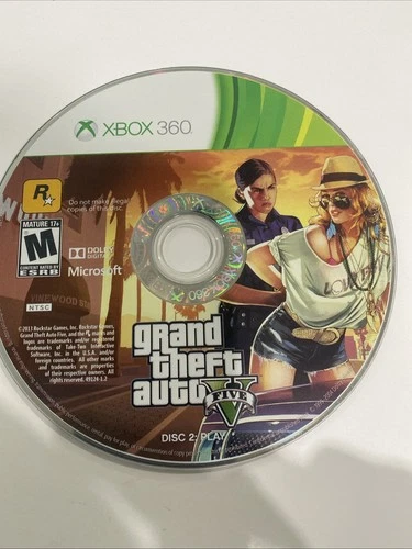 Grand Theft Auto V Disc 2 only XBOX 360 Play Disc Replacement Cleaned