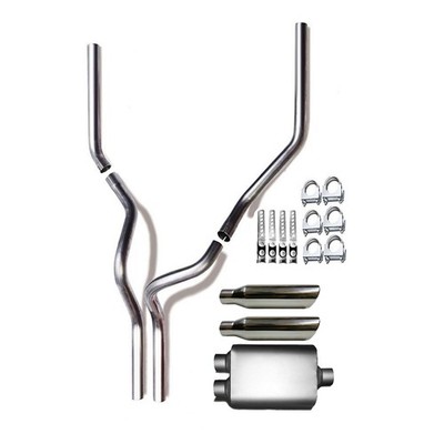 2.5''Dual Pipe & Muffler with Rolled Edge Cut Tips Fits: 1988-2018 Silverado 1500