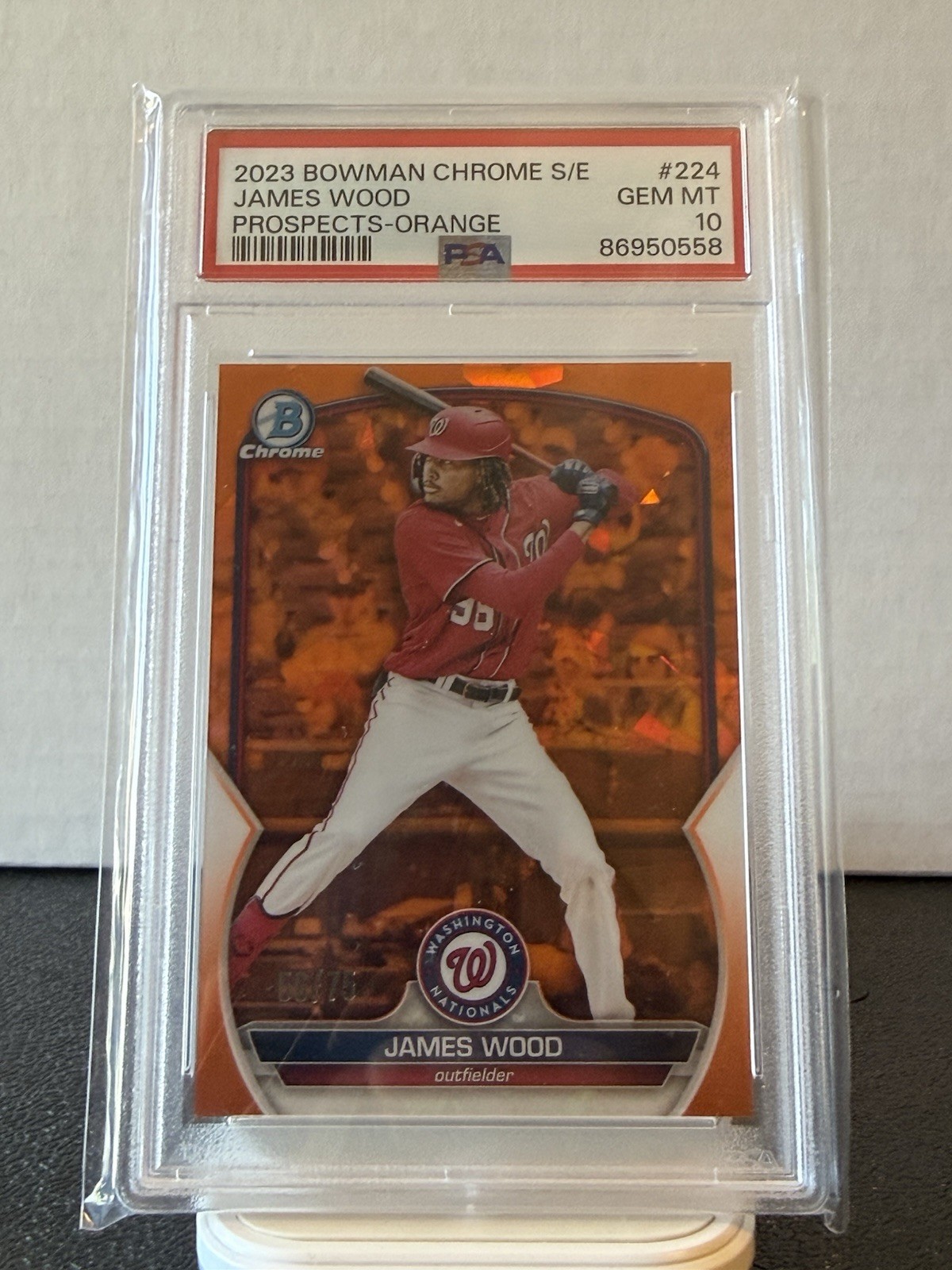 2023 Bowman Chrome Sapphire James Wood #BCP-224 Orange /75 PSA 10