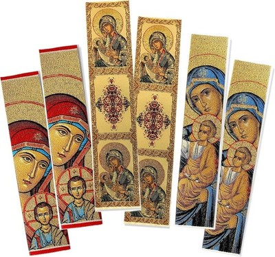 Virgin Mary and Christ Icon Tapestry Bookmarks, Religious Gift, Pack of 6, 9.25''